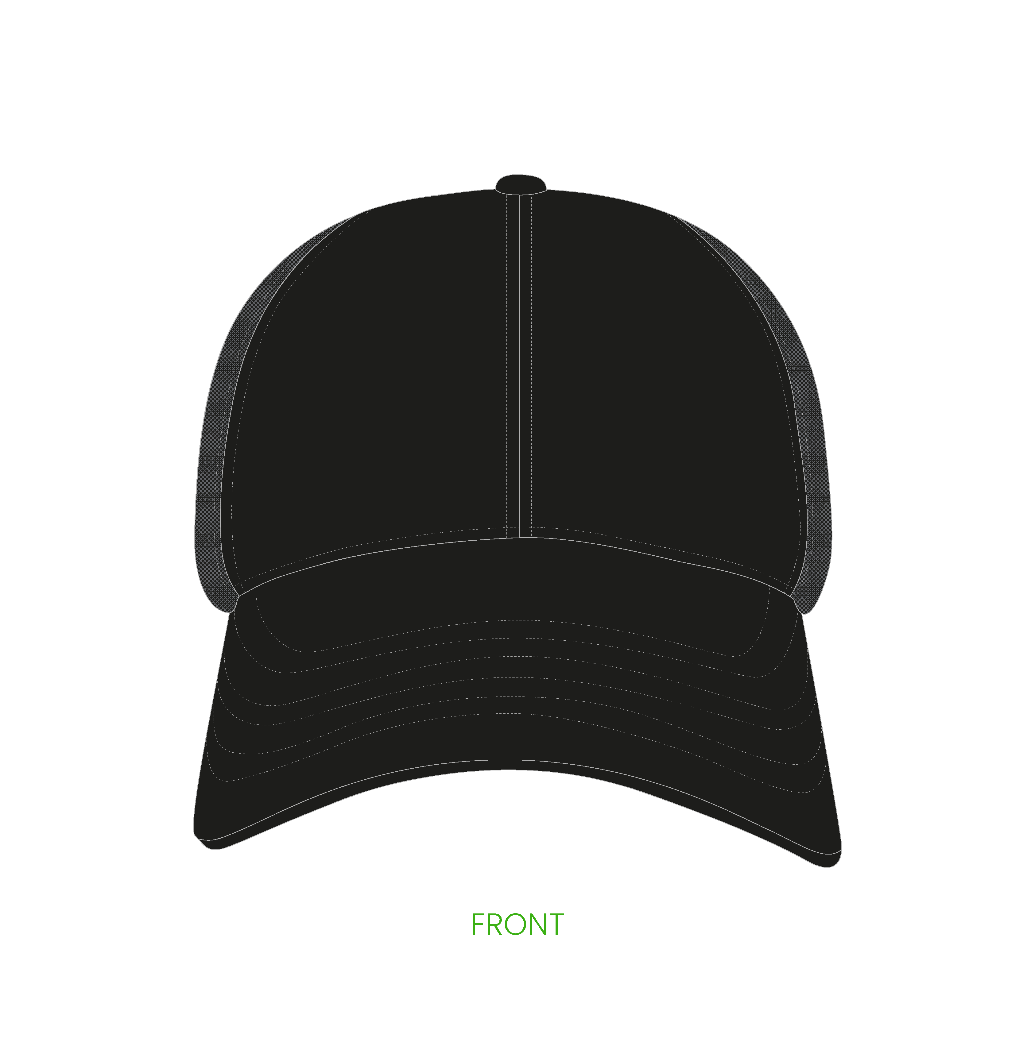#11 | 6-panelers buckram trucker kasket med buet skygge og snapback lukning