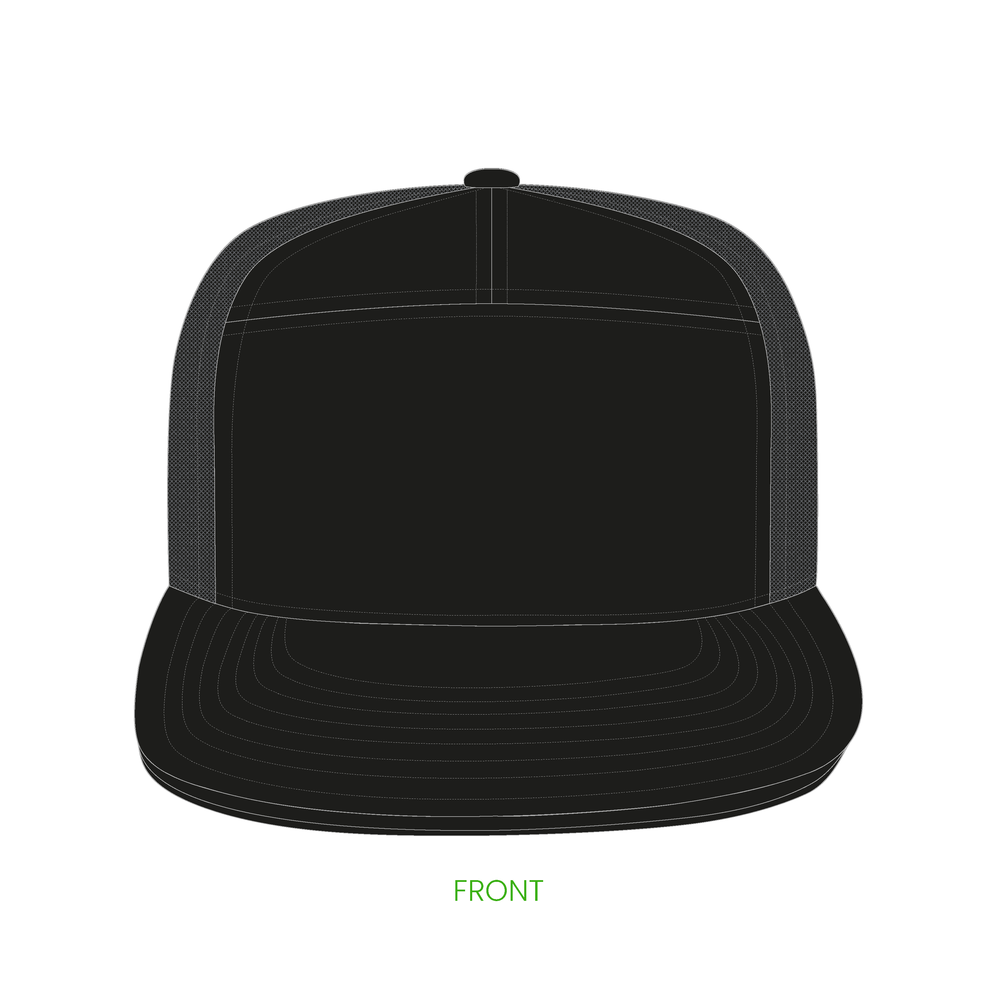 #18 | 7-panelers buckram trucker kasket med flad skygge og snapback lukning