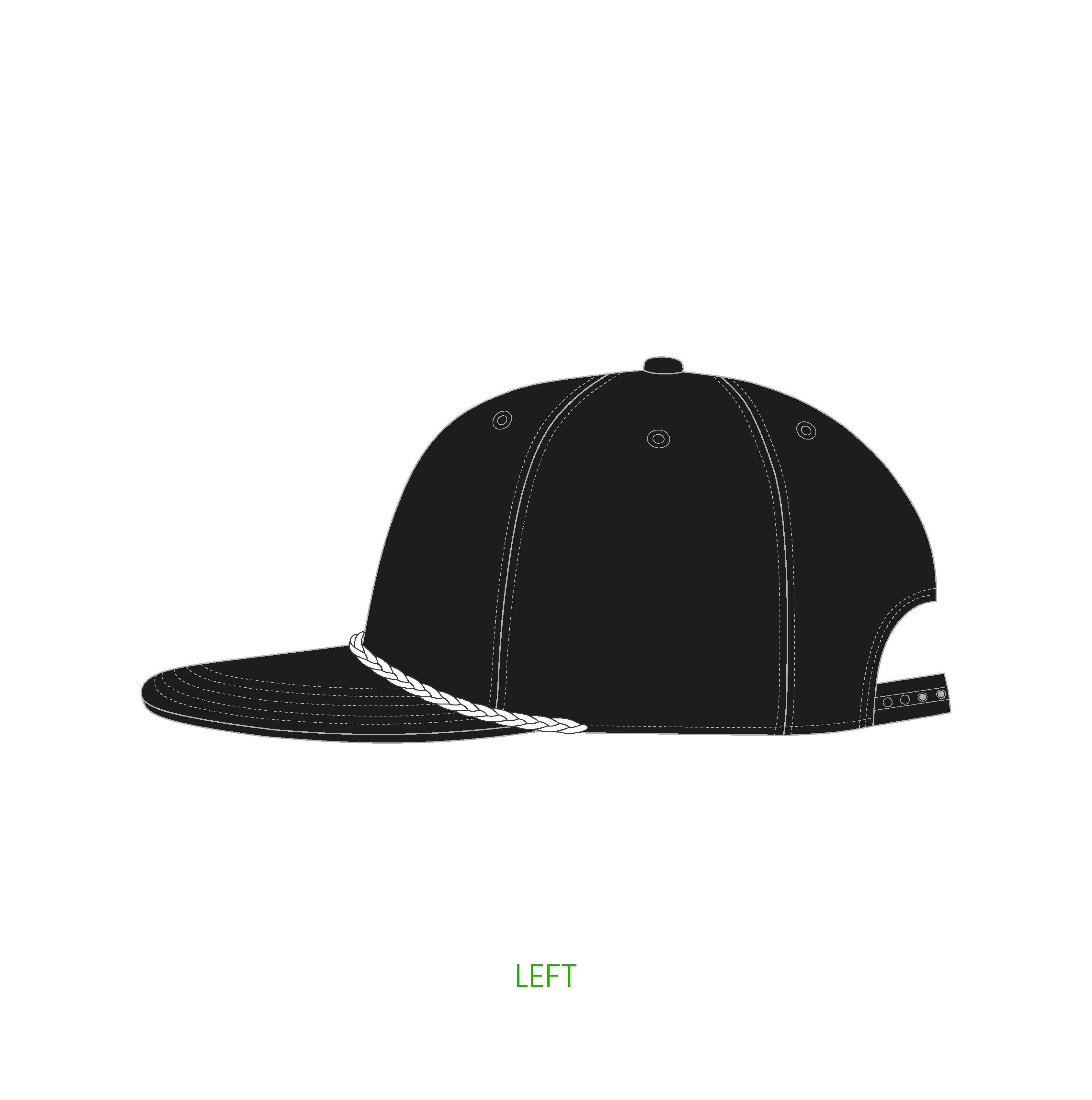 #9 | 5-panelers street kasket med flad skygge samt reb detalje og snapback lukning